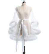 Short Yellow Marabou Fur Edge Robe RB1332